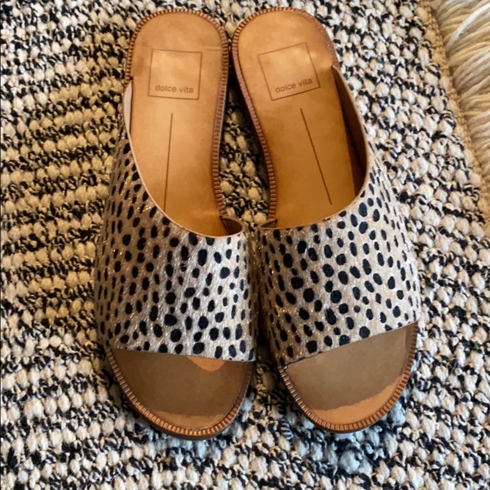 Dolce vita slides with leopard calf hair size 7.5